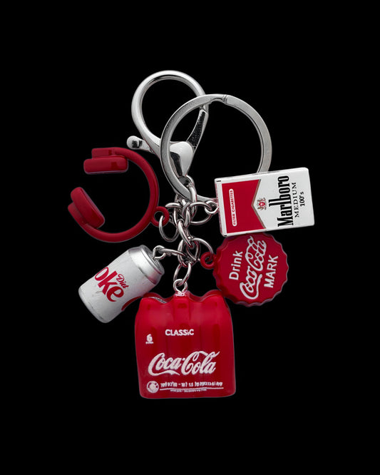 Red X Silver keychain