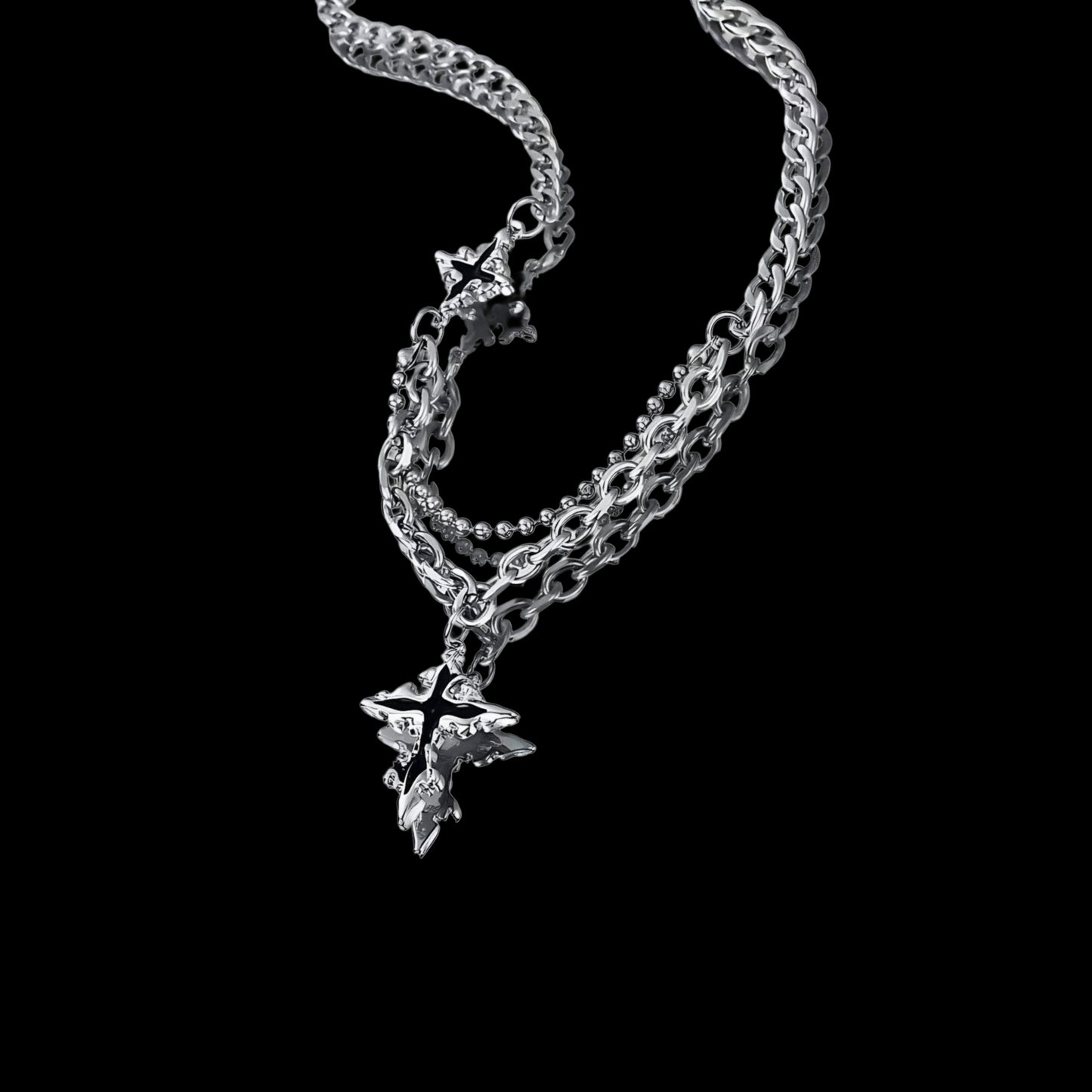 Black Cross Star Pendant